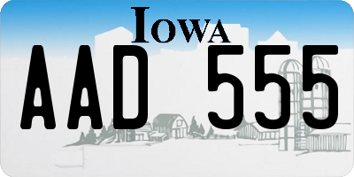 IA license plate AAD555