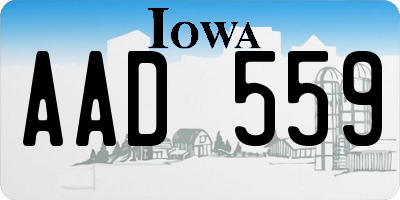 IA license plate AAD559