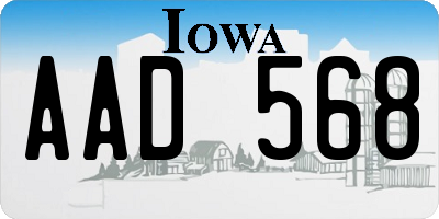 IA license plate AAD568