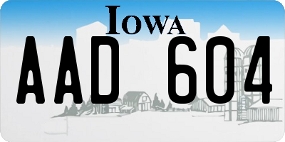 IA license plate AAD604