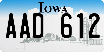 IA license plate AAD612