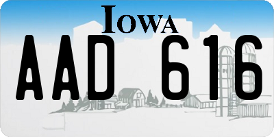 IA license plate AAD616