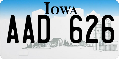IA license plate AAD626