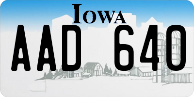 IA license plate AAD640
