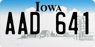 IA license plate AAD641