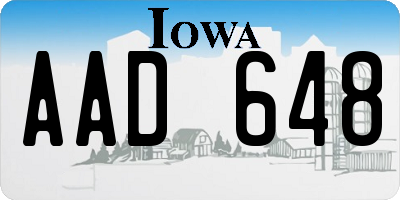 IA license plate AAD648