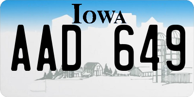 IA license plate AAD649