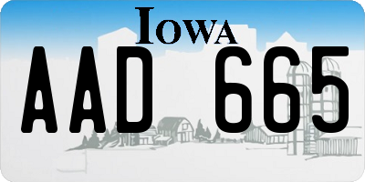IA license plate AAD665