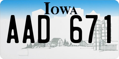 IA license plate AAD671