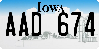 IA license plate AAD674