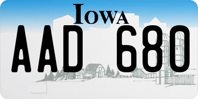 IA license plate AAD680
