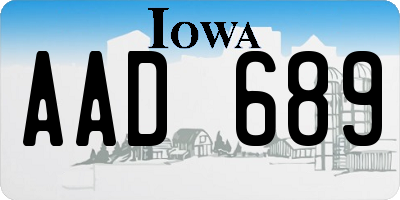 IA license plate AAD689