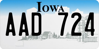 IA license plate AAD724