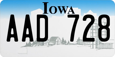 IA license plate AAD728