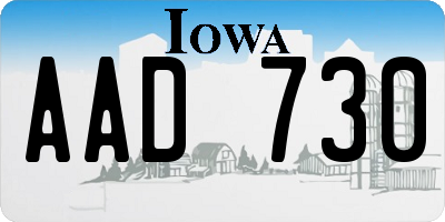 IA license plate AAD730