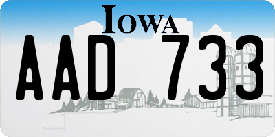 IA license plate AAD733