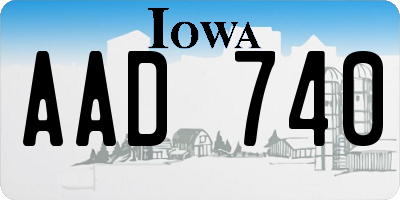 IA license plate AAD740