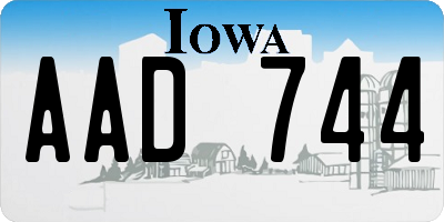 IA license plate AAD744