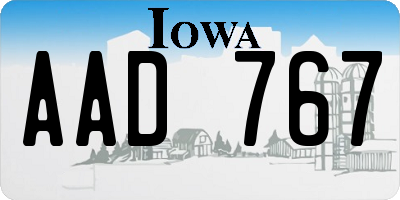 IA license plate AAD767