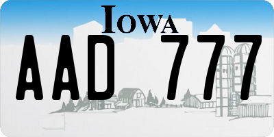 IA license plate AAD777