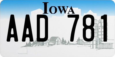 IA license plate AAD781