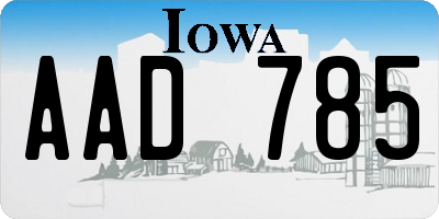 IA license plate AAD785