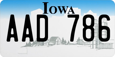IA license plate AAD786