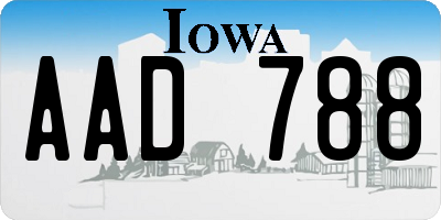 IA license plate AAD788