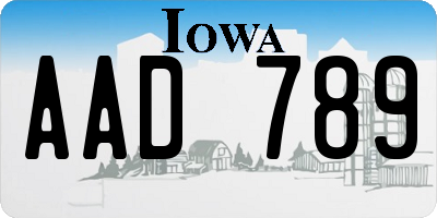 IA license plate AAD789