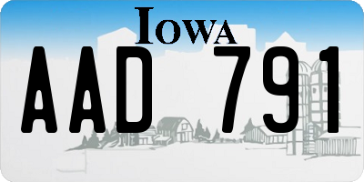 IA license plate AAD791
