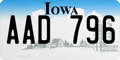 IA license plate AAD796