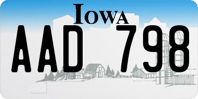 IA license plate AAD798
