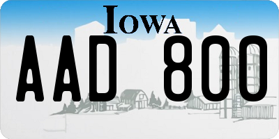 IA license plate AAD800