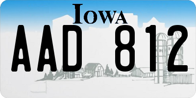 IA license plate AAD812