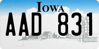 IA license plate AAD831