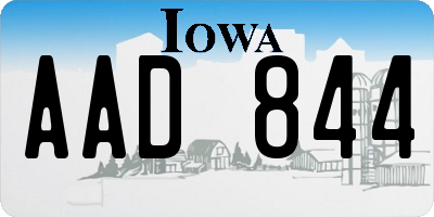 IA license plate AAD844