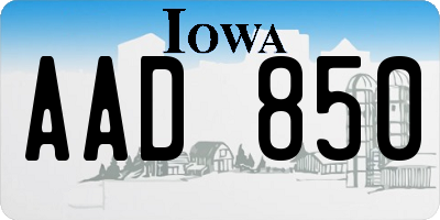 IA license plate AAD850