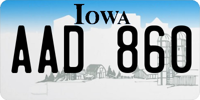 IA license plate AAD860