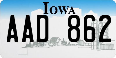 IA license plate AAD862