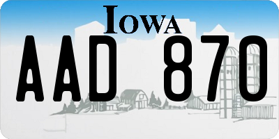 IA license plate AAD870