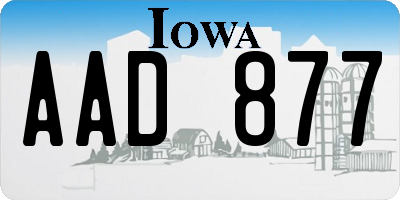 IA license plate AAD877