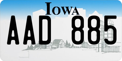 IA license plate AAD885