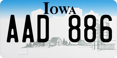 IA license plate AAD886