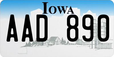 IA license plate AAD890