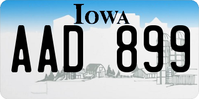 IA license plate AAD899