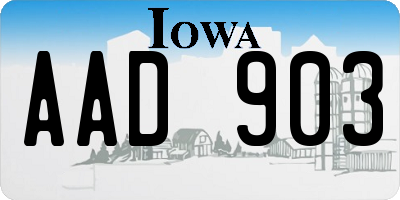 IA license plate AAD903