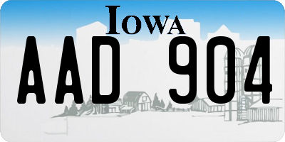 IA license plate AAD904