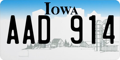 IA license plate AAD914