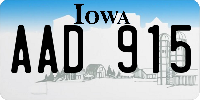 IA license plate AAD915