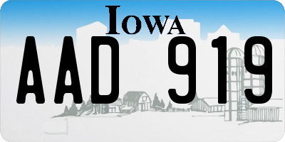 IA license plate AAD919